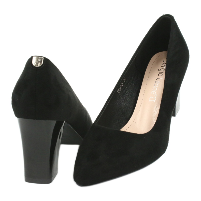 Wildlederpumps auf einem hohen Absatz Sergio Leone PB403 schwarz 4