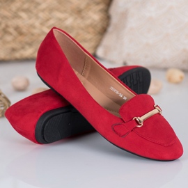 SHELOVET Ballerinas aus Wildleder rot 1