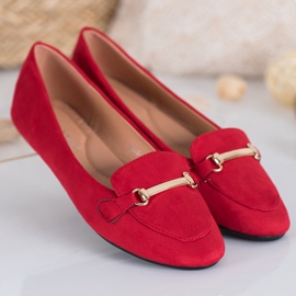 SHELOVET Ballerinas aus Wildleder rot 2