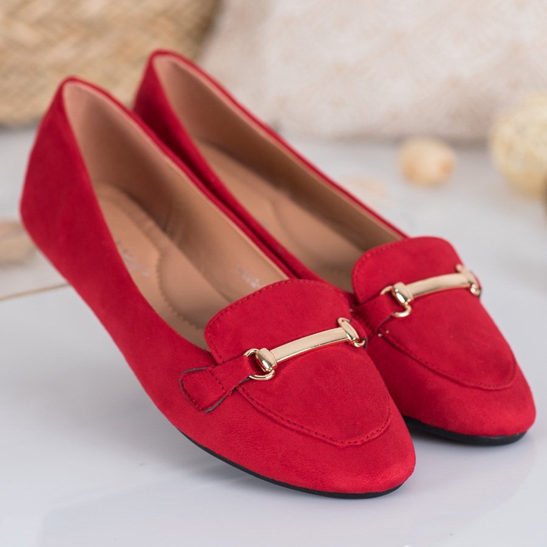 SHELOVET Ballerinas aus Wildleder rot 2