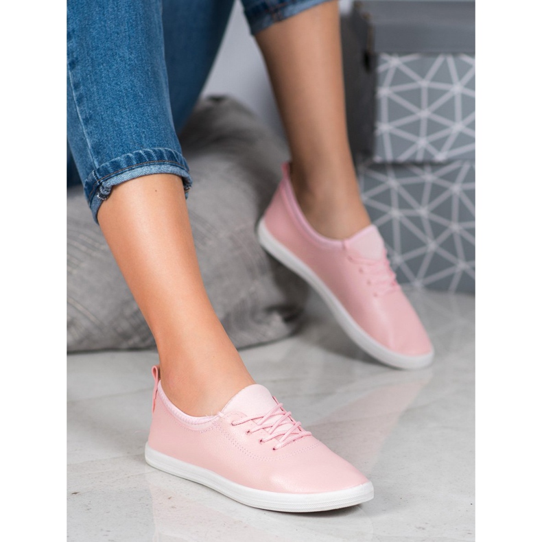 SHELOVET Leichte Sneakers mit Öko-Leder rosa 1