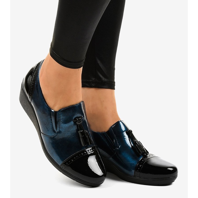 Schwarze Keilschuhe 7-9022 navy blau 2