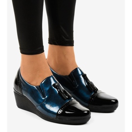 Schwarze Keilschuhe 7-9022 marineblau 1