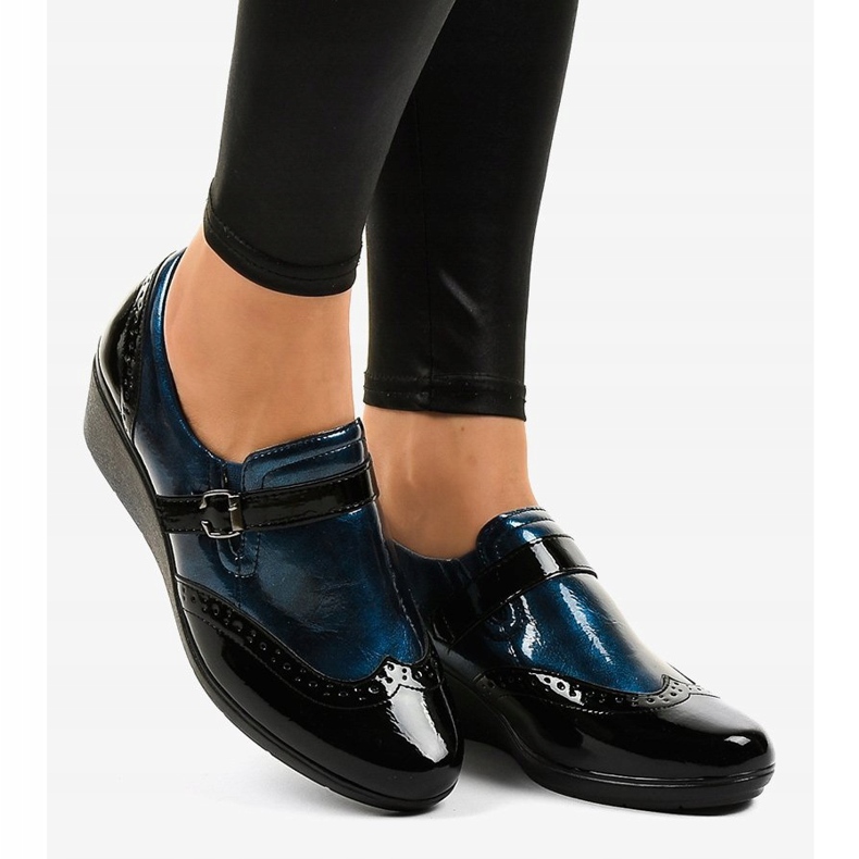 Schwarze Keilschuhe 7-9021 navy blau 1