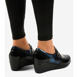 Schwarze Keilschuhe 7-9021 navy blau 2