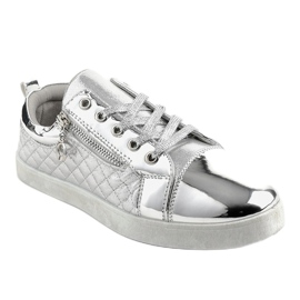 Silberne modische Damen-Sneaker R19-3 grau 1
