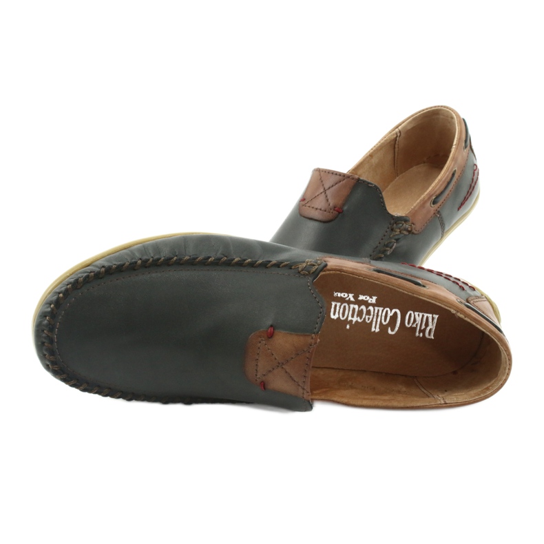 Riko Herren-Lederslipper 781 braun marineblau 7