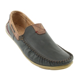 Riko Herren-Lederslipper 781 braun marineblau 2