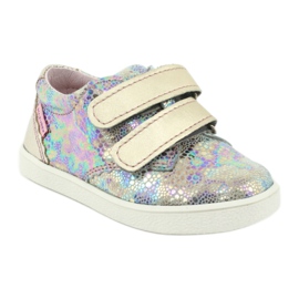 Holographische Lederschuhe der Mädchen für Klettverschluss 1327 Lila Mazurek 1