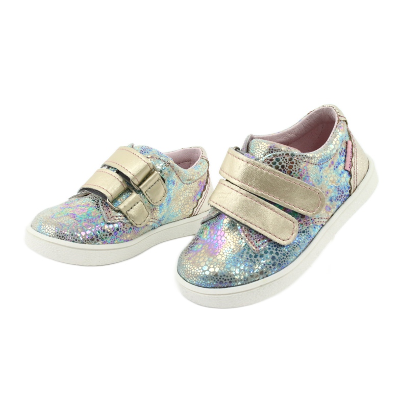 Holographische Lederschuhe der Mädchen für Klettverschluss 1327 Lila Mazurek 3
