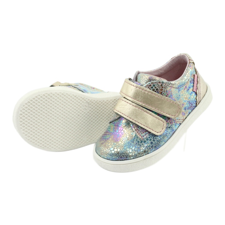 Holographische Lederschuhe der Mädchen für Klettverschluss 1327 Lila Mazurek 5