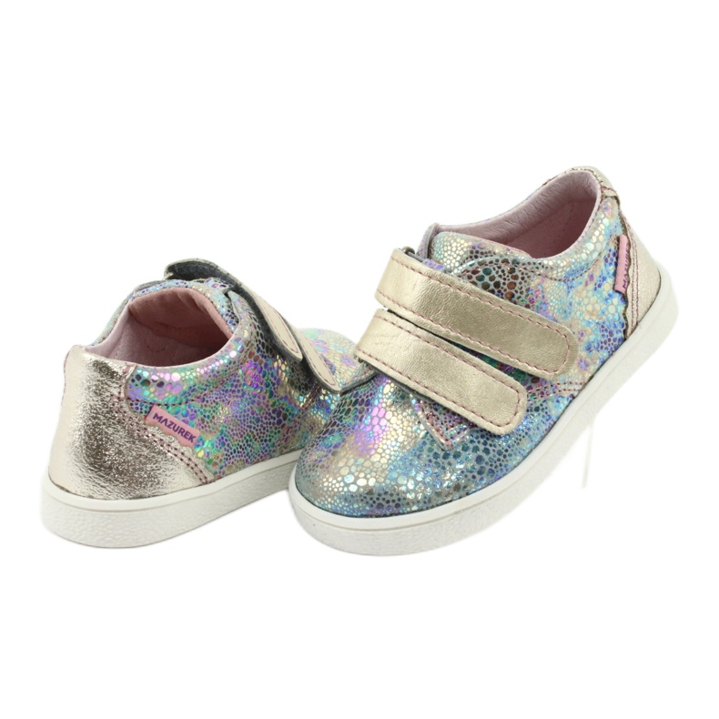 Holographische Lederschuhe der Mädchen für Klettverschluss 1327 Lila Mazurek 4