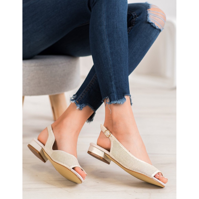 Sergio Leone Durchbrochene Sandalen auf niedrigen Absätzen gelb 2