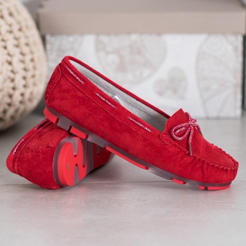 Filippo Leichte Leder-Loafer rot 1