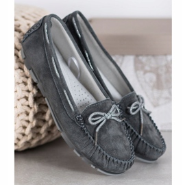 Filippo Leichte Leder-Loafer grau 2