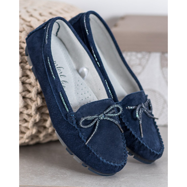 Filippo Leichte Leder-Loafer blau 2
