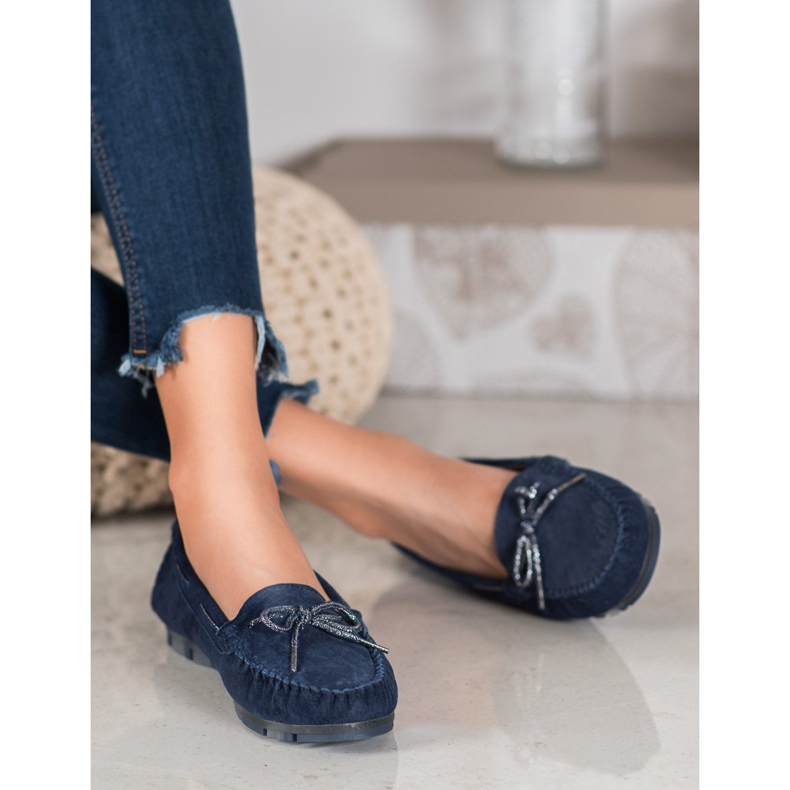 Filippo Leichte Leder-Loafer blau 1
