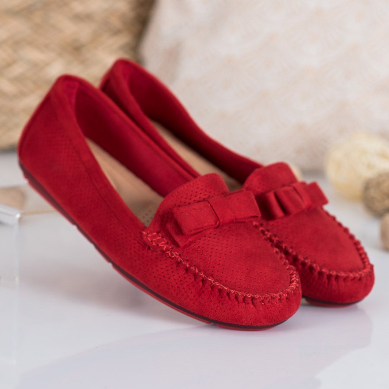 Clowse Durchbrochene Loafer mit Schleife rot 1