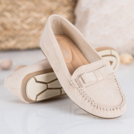 Clowse Durchbrochene Loafer mit Schleife beige 1