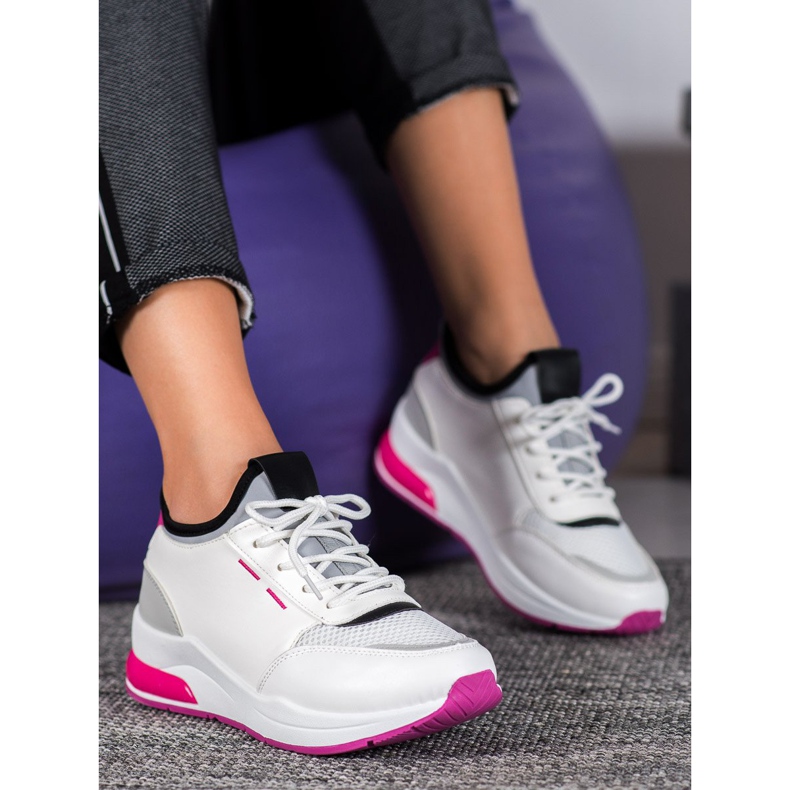 SHELOVET Gebundene Schuhe aus Öko-Leder weiß 2