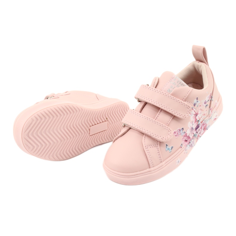 American Club Sneakers mit Klettverschluss Blumen ES11 rot lila blau rosa 5