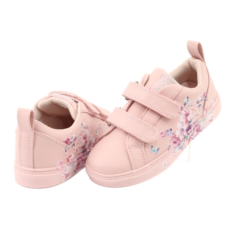 American Club Sneakers mit Klettverschluss Blumen ES11 rot lila blau rosa 4