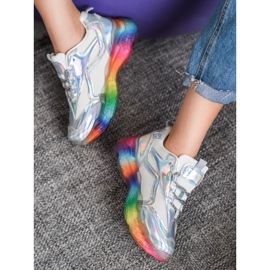 Weide Sneakers mit bunter Sohle grau mehrfarbig 1