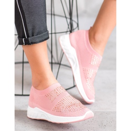 SHELOVET Slipper mit Kristallen rosa 2