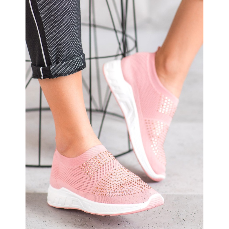 SHELOVET Slipper mit Kristallen rosa 2