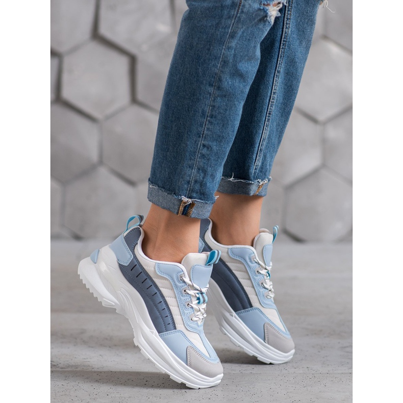 SHELOVET Modische Schuhe auf der Plattform blau mehrfarbig 2