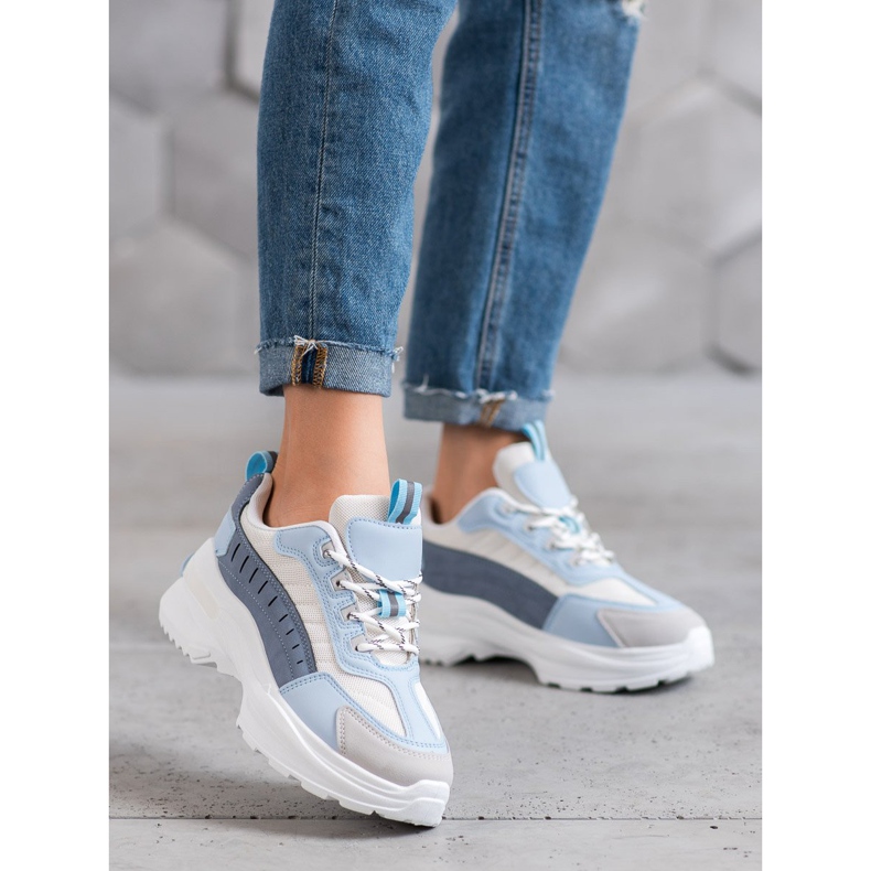 SHELOVET Modische Schuhe auf der Plattform blau mehrfarbig 1