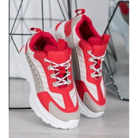 SHELOVET Modische Schuhe auf der Plattform rot mehrfarbig 2