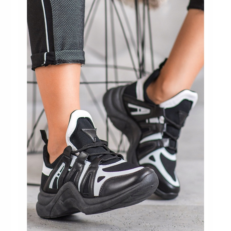 SHELOVET Bequeme Fashion Sneakers weiß schwarz 2