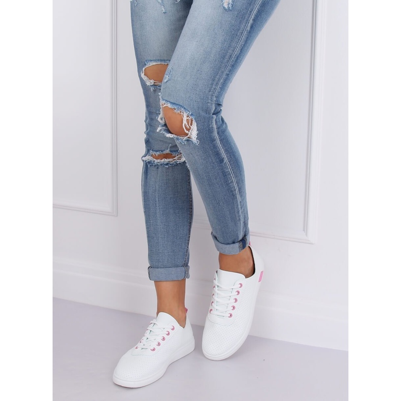 Sneakers zum Schnüren in Weiß und Rosa BB77 Fushia 2