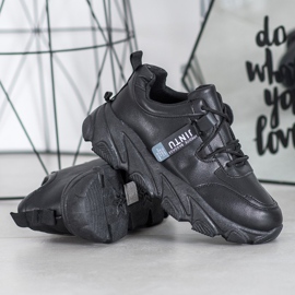 Bella Paris Schwarze Turnschuhe zum Schnüren 1