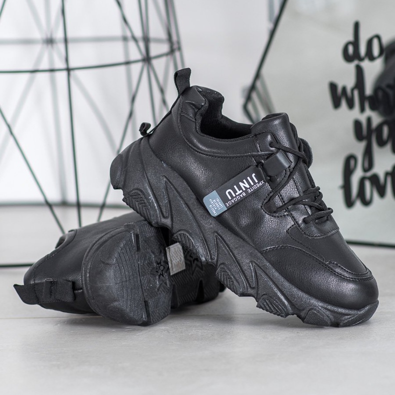 Bella Paris Schwarze Turnschuhe zum Schnüren 1