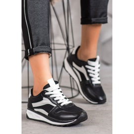 SHELOVET Gebundene schwarze Schuhe weiß 2