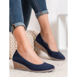 Marineblaue Ballerinas auf dem VINCEZA Wedge 1