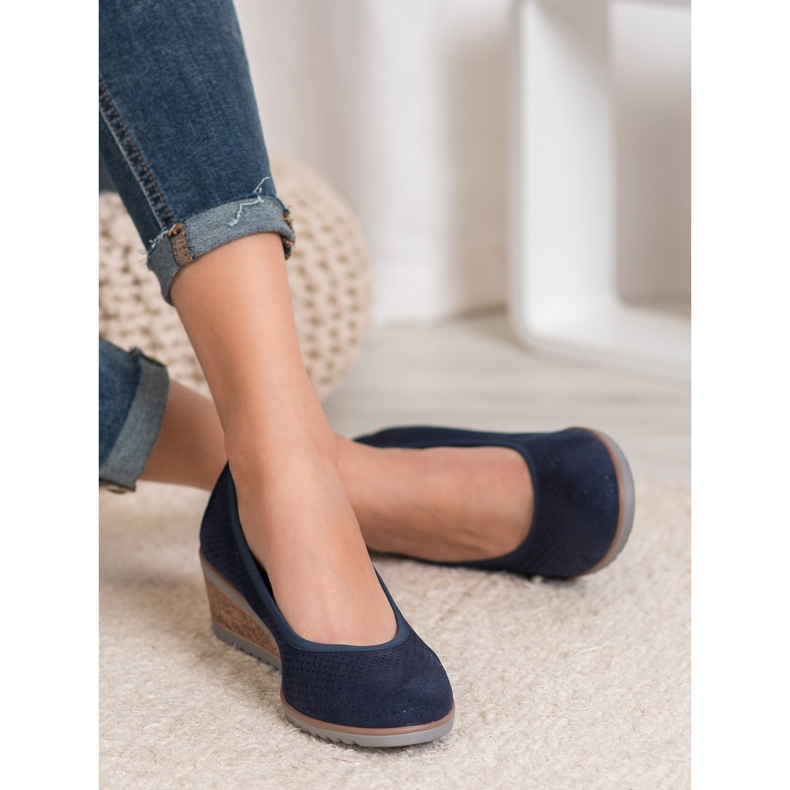 Marineblaue Ballerinas auf dem VINCEZA Wedge 2