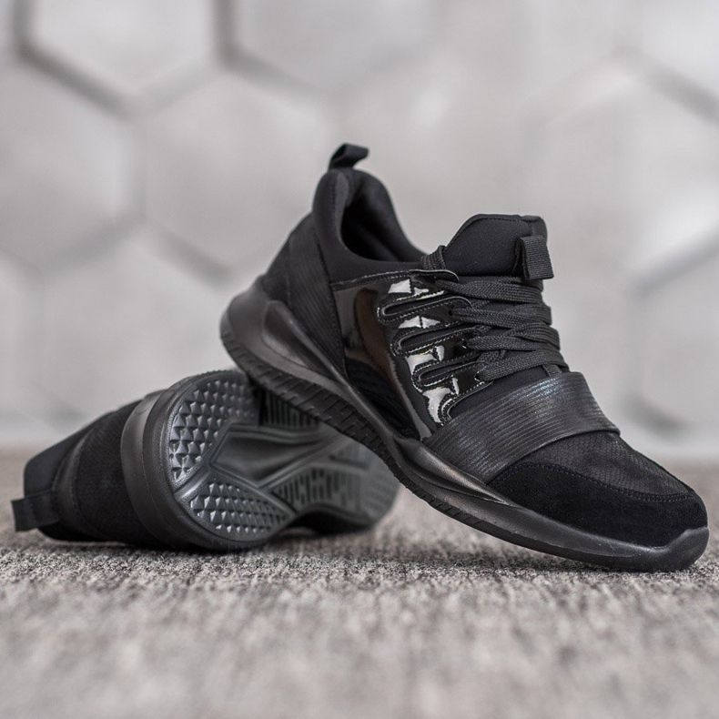 SHELOVET Schwarze modische Sportschuhe 1