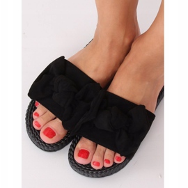 Schwarze Damenhausschuhe mit Schleife YQ225P Schwarz 1