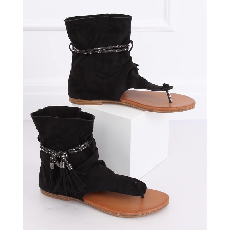 Schwarz SL1011 Schwarze Flip-Flops mit Obermaterial 1