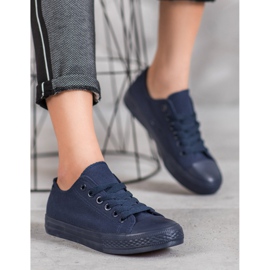 SHELOVET Marineblaue Textil-Sneakers navy blau 1