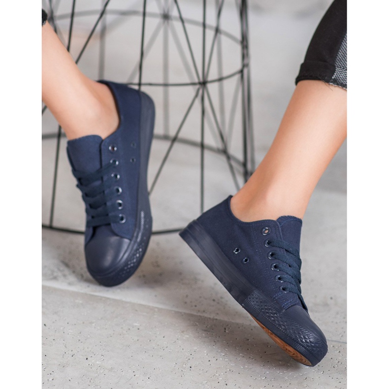 SHELOVET Marineblaue Textil-Sneakers navy blau 2