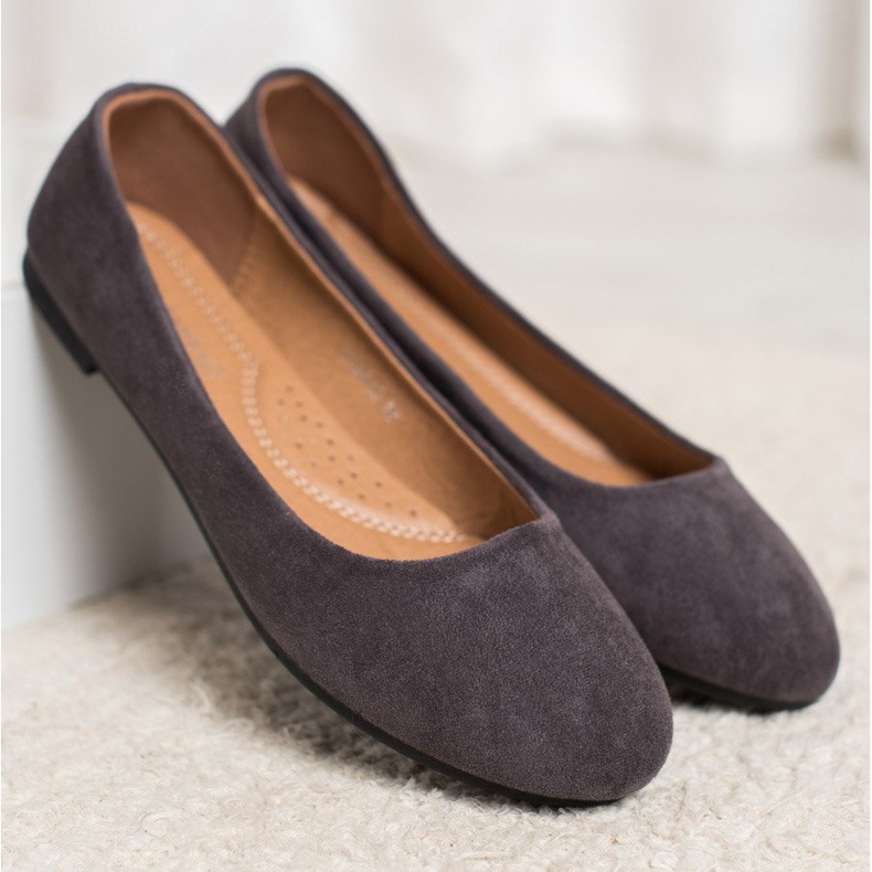 Diamantique Klassische Ballerinas aus Wildleder grau 1