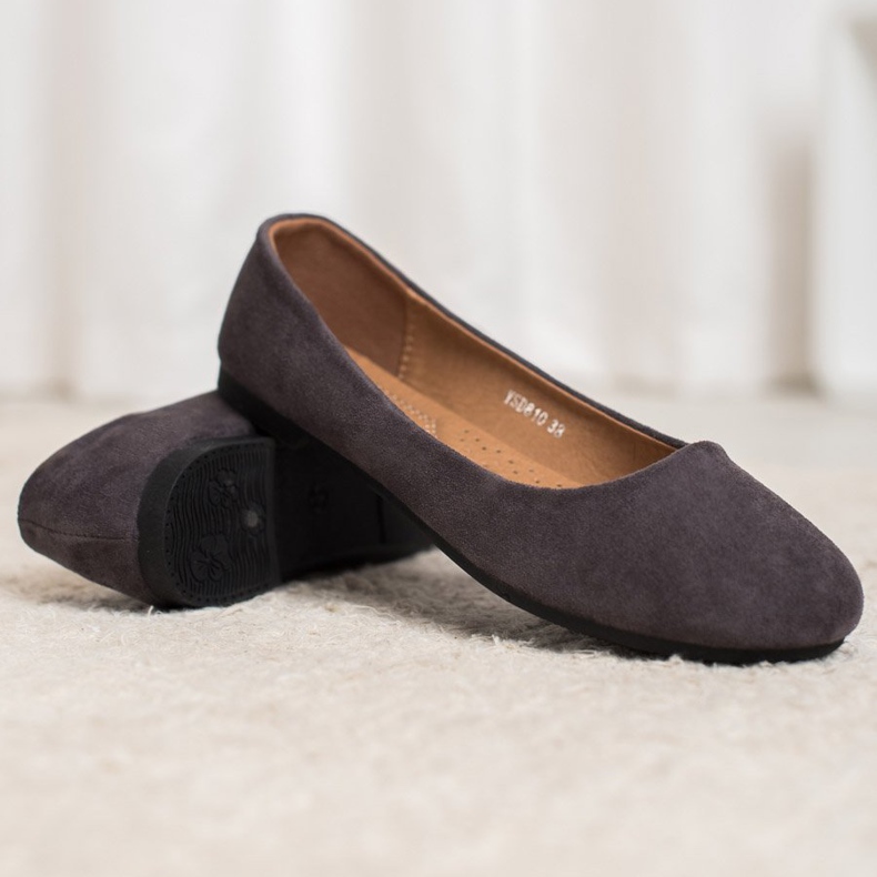 Diamantique Klassische Ballerinas aus Wildleder grau 2