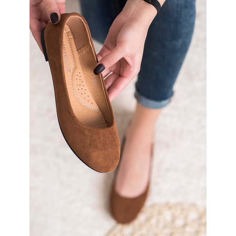 Diamantique Klassische Ballerinas aus Wildleder braun 1