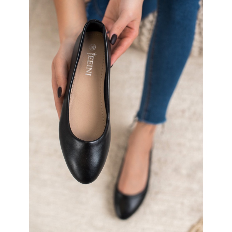 SHELOVET Klassische Ballerina aus Öko-Leder schwarz 1