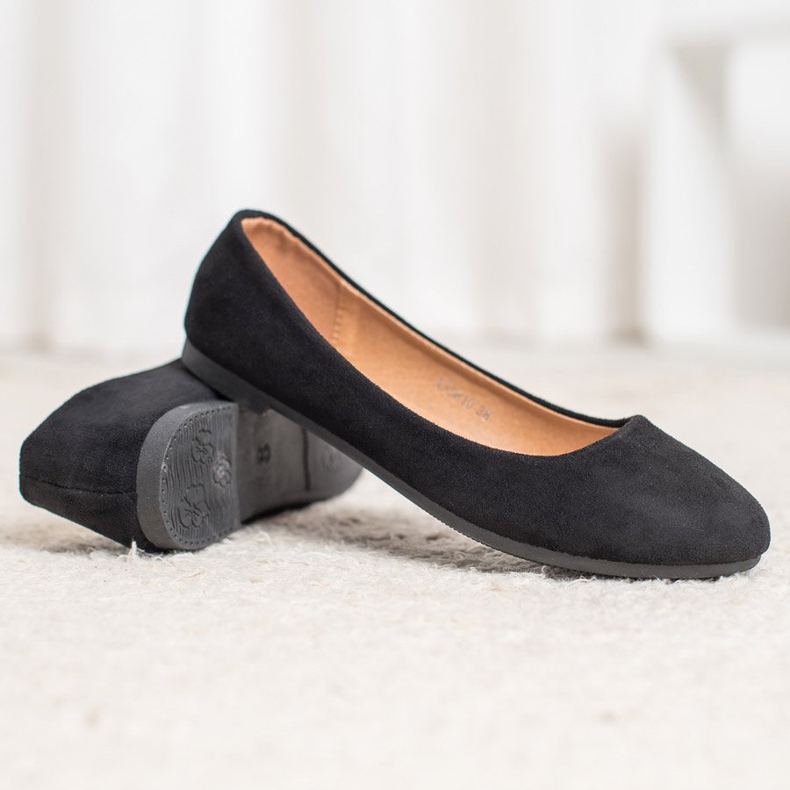 Diamantique Klassische Ballerinas aus Wildleder schwarz 1