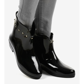 Schwarze kurze Galoschen mit Zirkonia SD97E-1 2